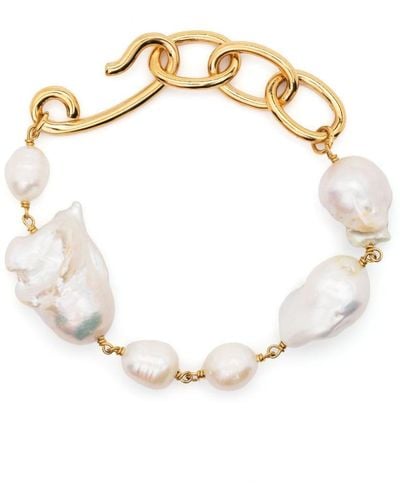 Jil Sander Bracciale a catena con perle - Metallizzato