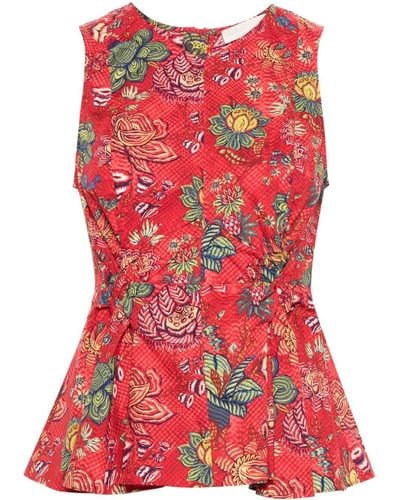 Ulla Johnson Blouse Sydney à fleurs imprimées - Rouge