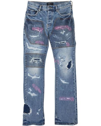Purple Brand Jeans svasati Full Repair - Blu