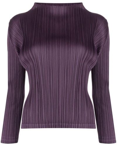 Pleats Please Issey Miyake Pleated Long-sleeve Top - Purple