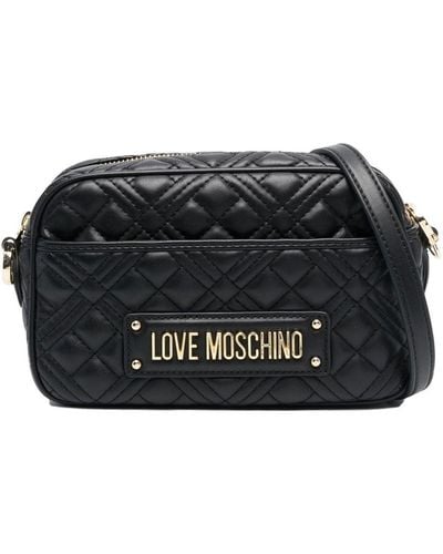 Love Moschino Logo-plaque Quilted Satchel Bag - Black
