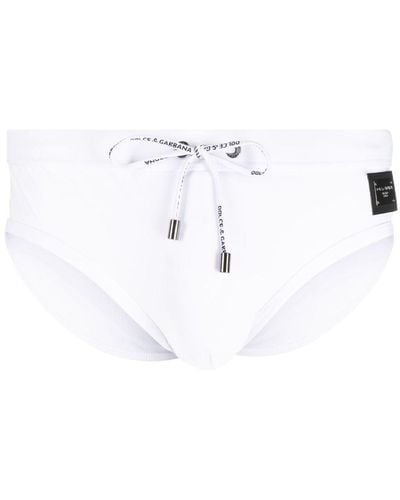 Dolce & Gabbana Costume da bagno con placca logo - Bianco