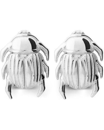 TANE MEXICO 1942 Beetle Sterling Silver Cufflinks - White
