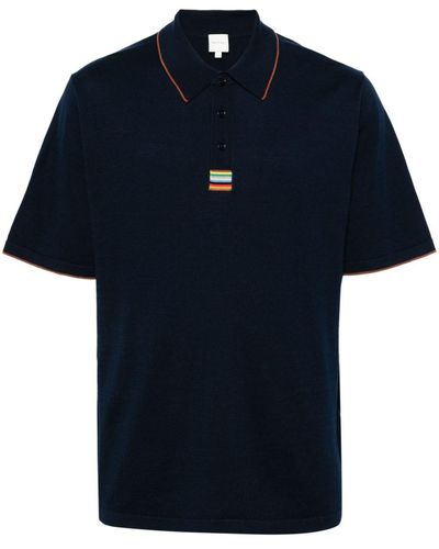 Paul Smith Rainbow-stripe Cotton Polo Shirt - Blue