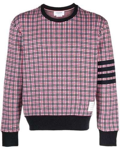 Thom Browne Sweatshirt aus Karo-Jacquard - Pink
