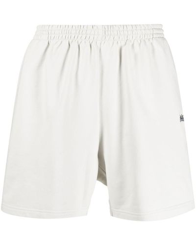 Balenciaga Logo-embroidered Track Shorts - White