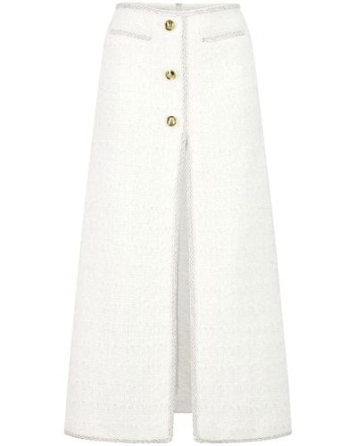 Giambattista Valli Jupe longue en tweed - Blanc