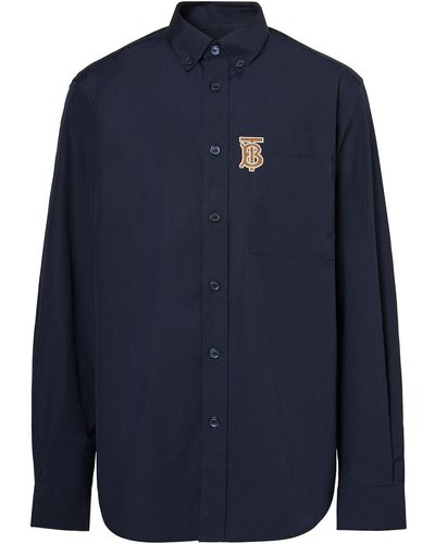 Burberry Overhemd Met Geborduurd Patroon - Blauw