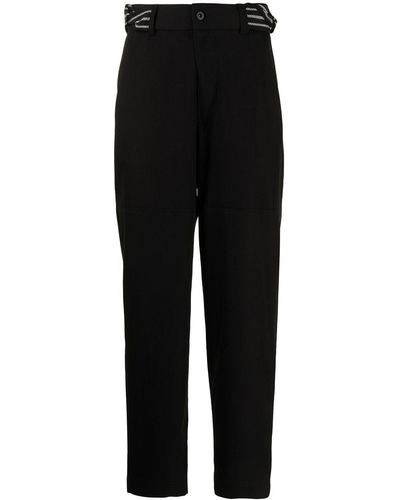 Qasimi Pantalones ajustados con cintura a rayas - Negro