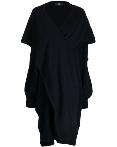 Y's Yohji Yamamoto Oversized-Mantel im Layering-Look - Schwarz