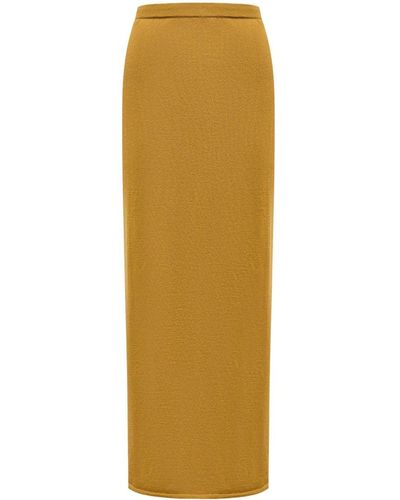 12 STOREEZ Wool-silk Midi Skirt - Yellow