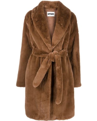Apparis Bree Belted Faux-fur Coat - Multicolour