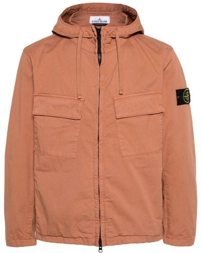 Stone Island Stretch-cotton Hooded Jacket - Orange