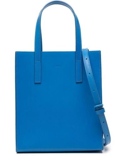 Juun.J Logo-debossed Leather Shoulder Bag - Blue