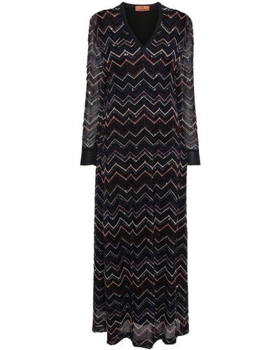 Missoni Sequinned Zigzag-knit Dress - Black