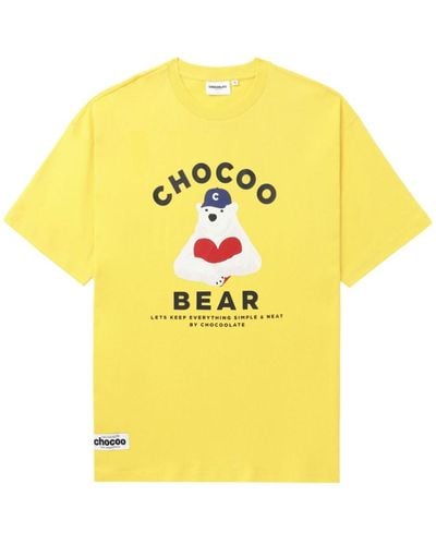 Chocoolate T-Shirt mit grafischem Print - Gelb
