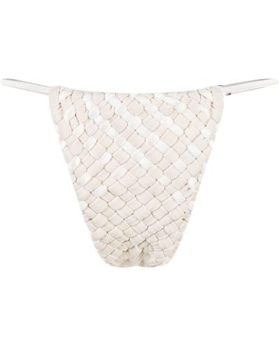 Isa Boulder Weave-string Bikini Bottoms - White