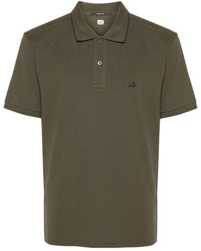 C.P. Company Regular Striped Collar Polo Shirt - Green