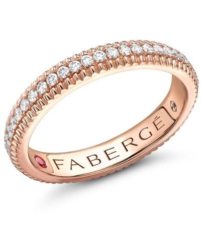 Faberge Geriffelter 18kt Colours of Love Rotgoldring mit Diamanten - Weiß