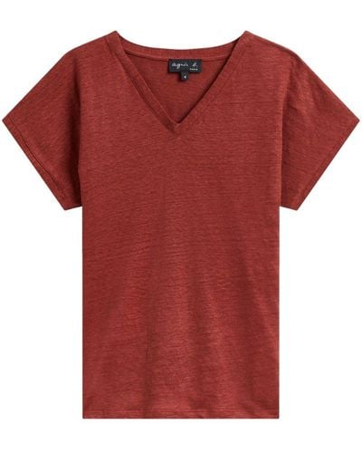 agnès b. Kim Linen T-shirt - Red