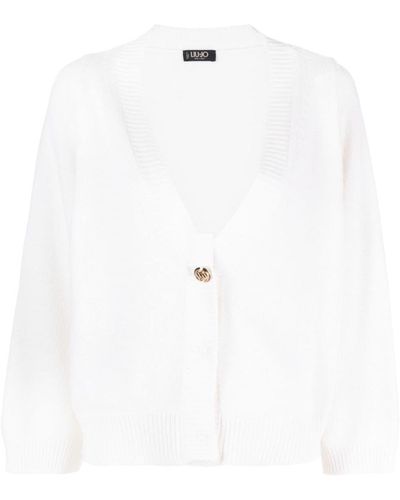 Liu Jo V-neck Ribbed Cardigan - White