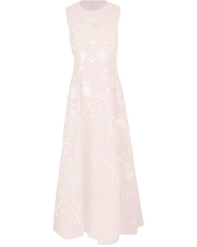Adam Lippes Eloise Floral-embroidered Dress - Pink