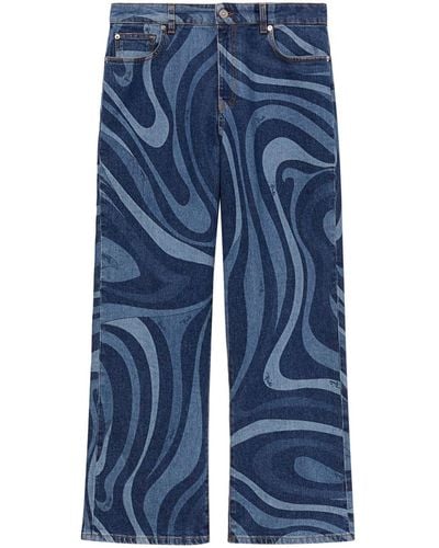 Emilio Pucci Marmo-print Straight-leg Jeans - Blue