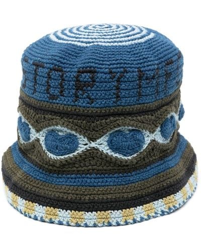STORY mfg. Brew Crochet-knit Bucket Hat - Blue