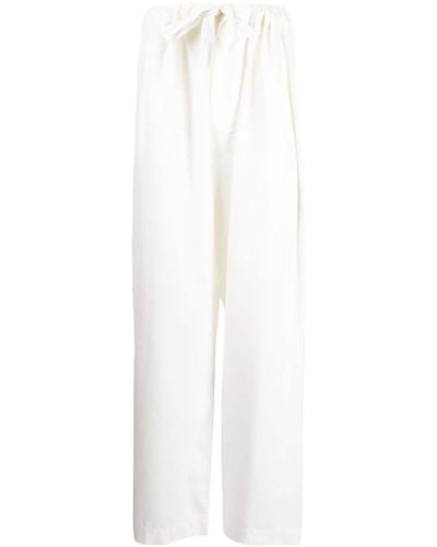 Maison Margiela Pantalon ample en soie - Blanc