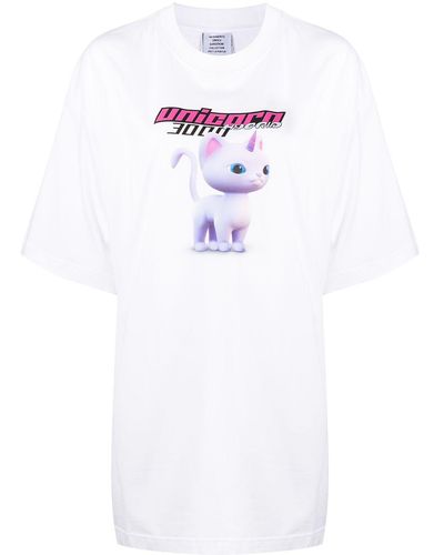 Vetements T-Shirt mit "Unicorn 3000"-Print - Weiß
