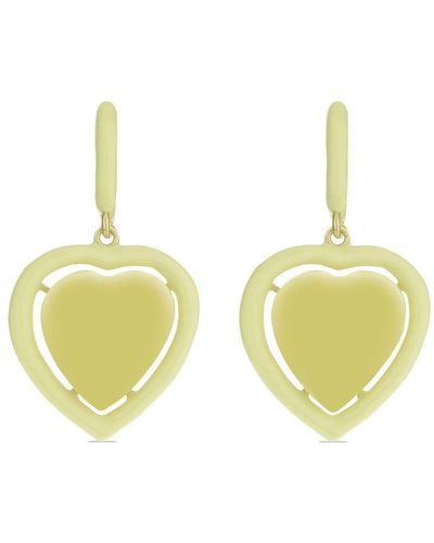 Cameo & Beyond Heart Enamel-charm Hoop Earrings - Yellow