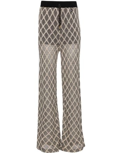 Liu Jo Diamond-pattern Knitted Trousers - Grey