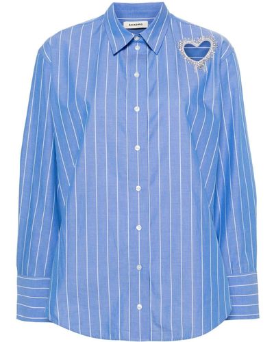 Sandro Heart Cut-out Striped Shirt - Blue