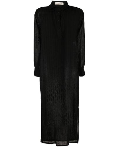 Giuliva Heritage Striped Maxi Shirt Dress - Black