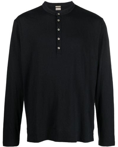 Massimo Alba Long-sleeve Button-placket T-shirt - Black