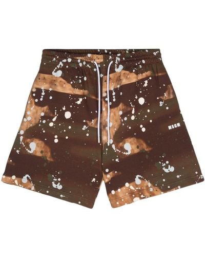 MSGM Camouflage Logo-print Track Shorts - Brown