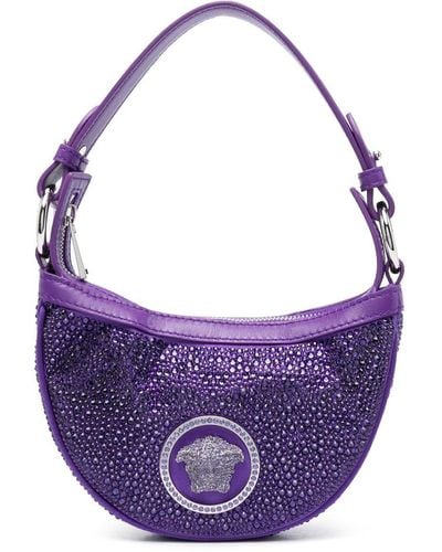 Versace Repeat Crystal-embellished Shoulder Bag - Purple