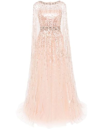 Jenny Packham Starling Sequin-embellished Cape Gown - Pink
