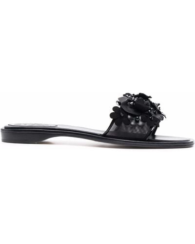 Rene Caovilla Sequin-embellished Slip-on Sandals - Black