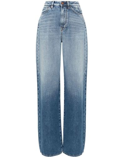 3x1 Halbhohe Wide-Leg-Jeans - Blau