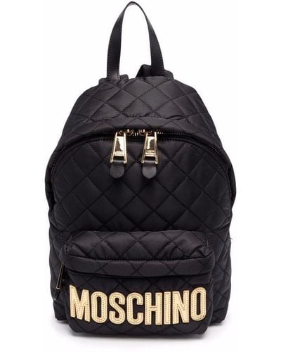 Moschino Logo-plaque Quilted Backpack - Black