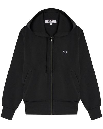 COMME DES GARÇONS PLAY Big Heart-print Zip-up Hoodie - Black