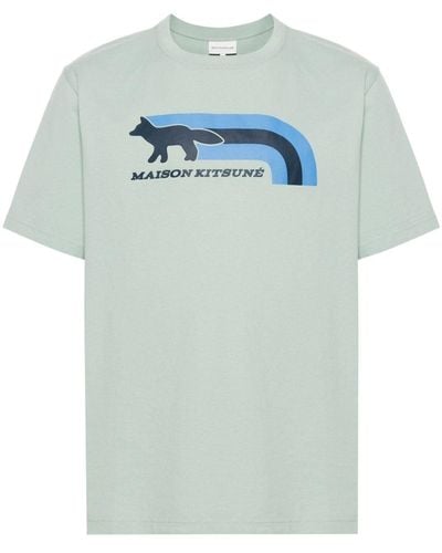 Maison Kitsuné Logo-appliqué Cotton T-shirt - Blue