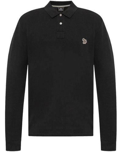 PS by Paul Smith Logo-patch Cotton Polo Shirt - Black