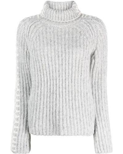 Ermanno Scervino Roll-neck Ribbed-knit Sweater - White