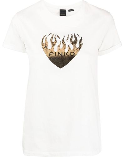 Pinko Camiseta con logo estampado - Blanco