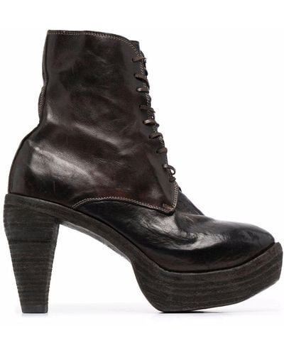 Guidi Tapered-heel Lace-up Ankle Boots - Black