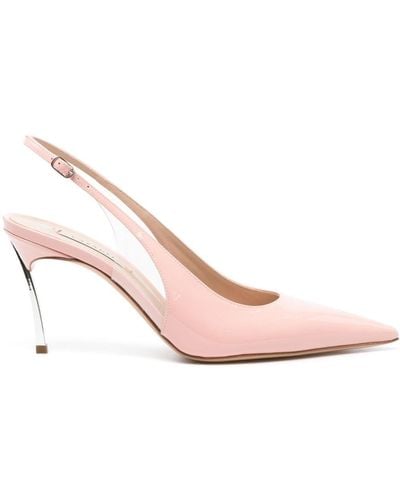 Casadei Transparent-panels Slingback Court Shoes - Pink
