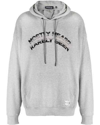 Mostly Heard Rarely Seen Logo-embroidered Hybrid Cotton Hoodie - Grey