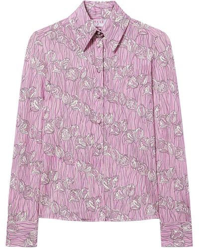 Emilio Pucci Fiori Di Loto-print Satin Shirt - Pink